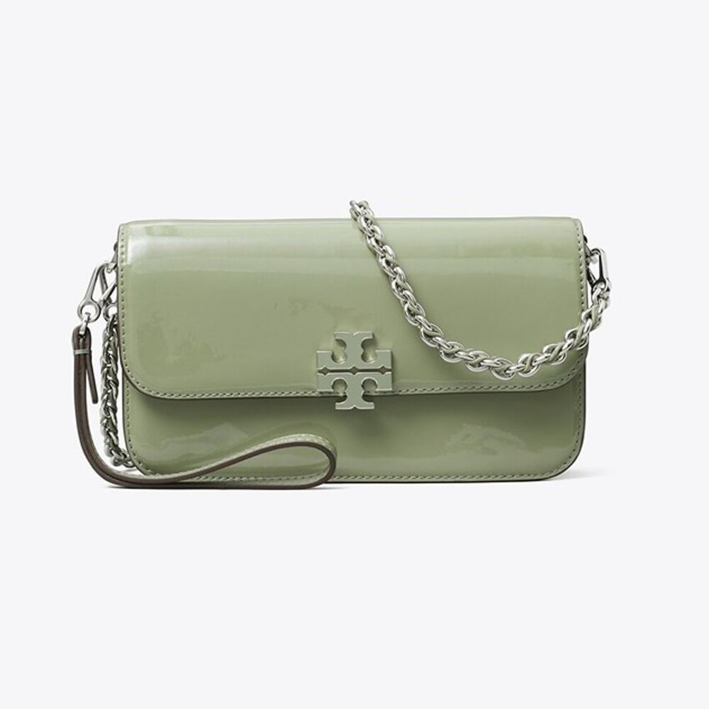 Tory Burch Britten Patent Chain Wallet With Wristlet 180088 $435